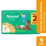 Fralda Descartável Personal Soft & Protect Mega Tamanho P - 9 Pacotes com 44 Fraldas - Total 396 Tiras