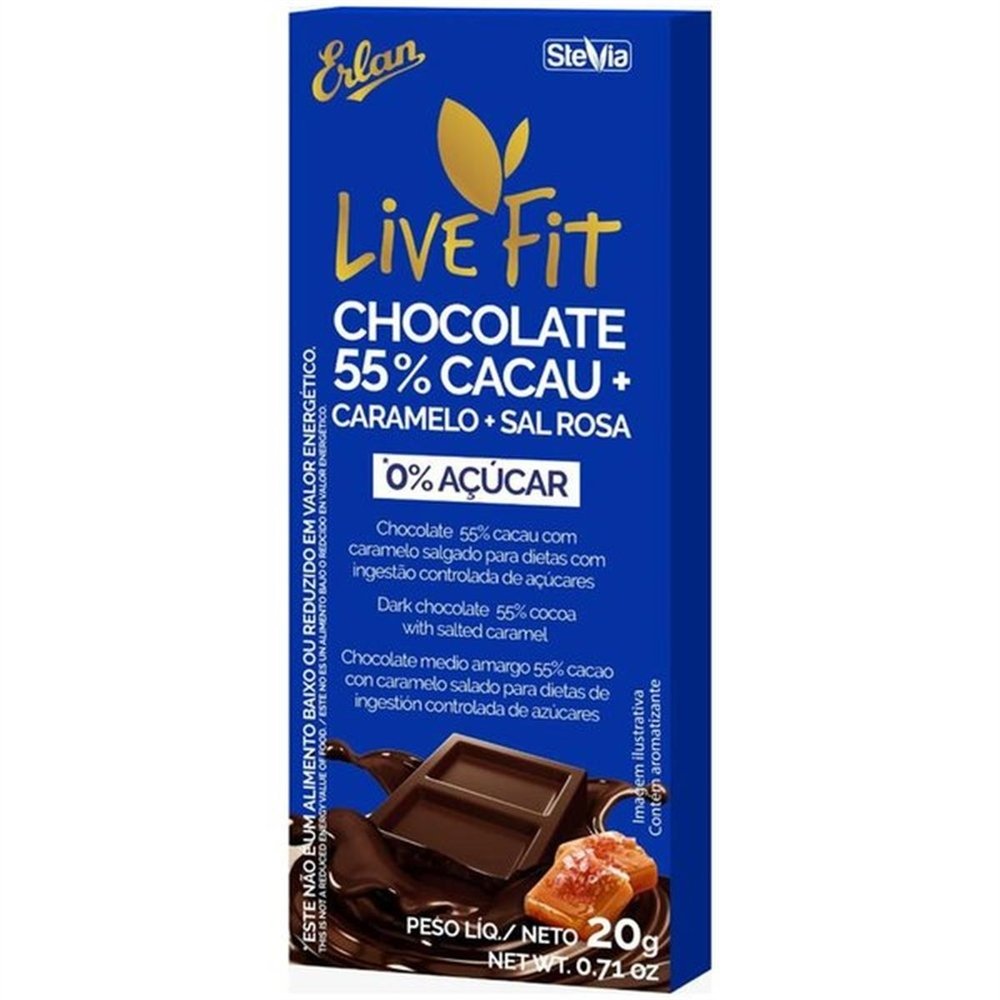 Tablete Chocolate 55% Caramelo Zero Acucar LiveFit - Embalagem