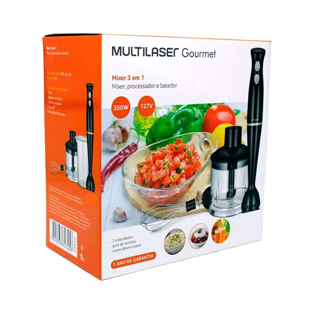 Kit Mixer 3 em 1 Multilaser Gourmet, Design Moderno, Voltagem