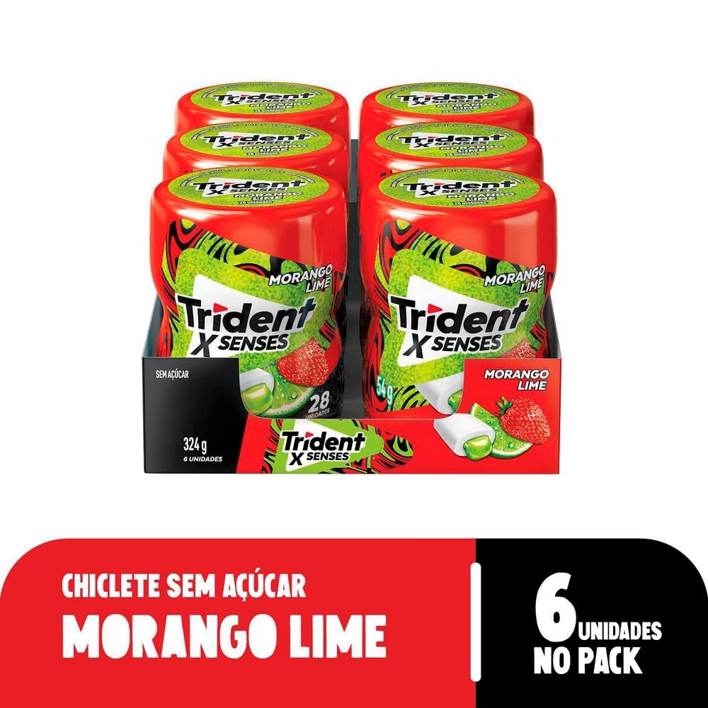 【ちんちくりん】【VBM】MIX 4L Chiclete Trident XSenses Morango Lime sem Açúcar Garrafa 54g