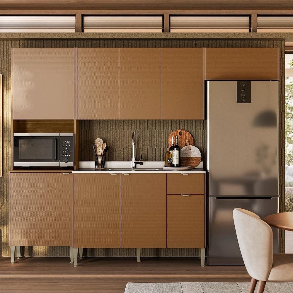 Cozinha Completa Soul 9 Portas 1 Gaveta Mdp 249Cm Freijó Caramelo