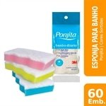 Esponja Ponjita Banho Diário 3M (Cores Sortidas) 60 Embalagens com 3 Unidades