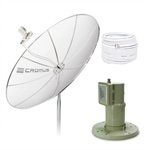 Kit Cromus Antena parabólica 1,70 mts + LNBF Monoponto + Cabo sem Receptor