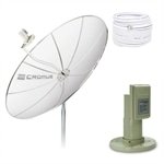 Kit Cromus Antena parabólica 1,50 mts + LNBF Multiponto + Cabo sem Receptor
