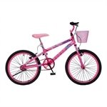 Bicicleta Infantil Colli July | Aro 20,Tamanho Quadro 12,Aço Carbono, Freios V-Brake, Com Cesto, Rosa Neon