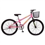 Bicicleta Juvenil Colli Allegra City Aro 24, Quadro Tamanho 14,Aço Carbono, Freios VBrake, Rosa Neon