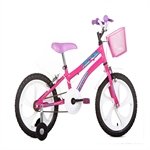 Bicicleta Infantil Houston Tina, Aro 16, Quadro de Aço Carbono, Freio Side Pull, com Cesto, Rosa