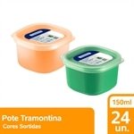Pote Tramontina Mixcolor 150ml com Tampa Transparente 2 Cores - Embalagem com 24 Unidades