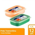 Pote Tramontina Mixcolor 1,7L com Tampa Transparente 2 Cores - Embalagem com 12 Unidades