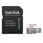 Cartão de Memória Micro SD Sandisk 64GB, Ultra, Classe 10, C/Adaptador - SDSQUNR-064G-GN3M