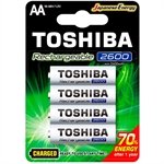 Pilha Recarregável AA Toshiba, 2600 mAh, Blister C/ 4 Unidades - TNH-6GAE BP-4C