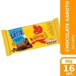 Chocolate Ao Leite Garoto 80g - Embalagem com 16 Unidades