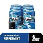 Chiclete Trident Garrafa Sem Açúcar Peppermint Hortelã 54g - Caixa com 6 Unidades
