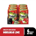 Chiclete Trident Garrafa Sem Açúcar Morango Limão 54g - Caixa 6 Unidades
