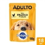 Ração Úmida para Cachorro Pedigree Adulto Sachê Frango 100g - Embalagem com 18 Unidades