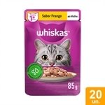 Ração para Gato Whiskas Adulto Sachê Frango 85g - Embalagem com 20 Unidades