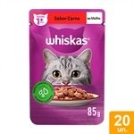 Ração para Gato Whiskas Adulto Sachê Carne 85g - Embalagem com 20 Unidades
