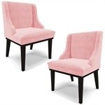 Kit 2 Cadeiras Decorativas Sala de Jantar Base Fixa de Madeira Firenze Suede Rosa Bebe/Pre