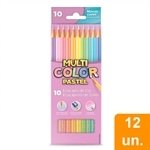 Lápis de Cor Multicolor Tons Pastéis 10 Cores Embalagem com 12 Unidades