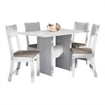 Conjunto Sala de Jantar Mesa 108 cm com 4 cadeiras Siena Multimoveis EX1002 Branco