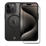 Kit Capa Magsafe Preta e Pelicula Coverage 5D Pro Preta para iPhone 15 Pro - Gshield
