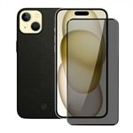 Kit Capa case capinha Couro Dual Preta e Pelicula Defender Pro Privacidade para iPhone 15