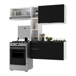 Cozinha Compacta com Armario e Balcao MP2002 Sofia Multimoveis Branca/Preta