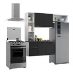 Cozinha Compacta com Armario e Balcao MP2004 Sofia Multimoveis Branca/Preta