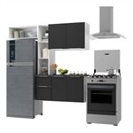 Cozinha Compacta com Armario e Balcao MP2006 Sofia Multimoveis Branca/Preta