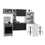 Cozinha Compacta com Mesa Dobravel MP2009 Sofia Multimoveis Branca/Preta