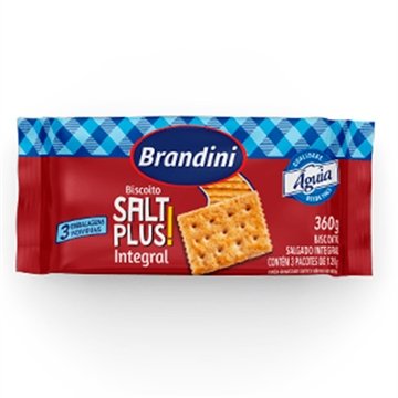 Biscoito Brandini Águia Salt Plus Integral 360g Embalagem com 20 Unidades