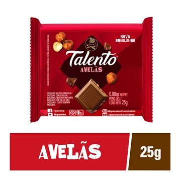 Chocolate Talento Avelã 25g Embalagem com 15 Unidades