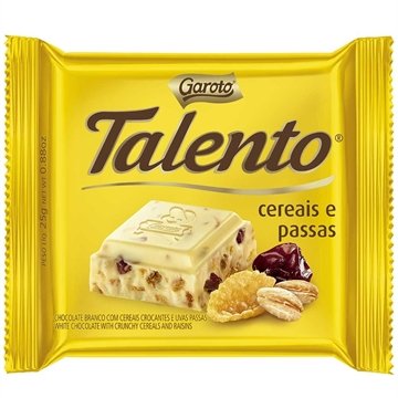 Chocolate Talento Cereais e Uvas Passas Branco 25g Embalagem com 15 Unidades