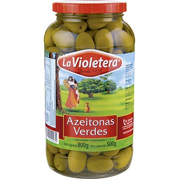 Azeitona La Violetera Verde 500g Embalagem com 12 Unidades