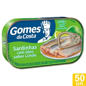 Sardinha Gomes da Costa com Sabor de Limão 125g Embalagem com 50 Unidades