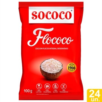 Coco Sococo em Flocos 100g -  Embalagem com 24 Unidades