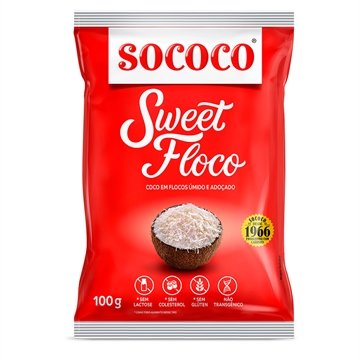 Coco Sococo em Flocos Úmido e Adoçado 100g Embalagem com 24 Unidades