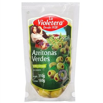 Azeitona La Violetera Verde sem Caroço 160g Embalagem com 24 Unidades