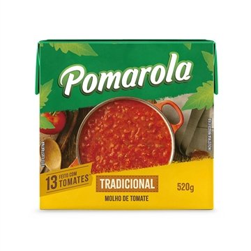 Molho de Tomate Pomarola Tradicional 520g Embalagem com 12 Unidades