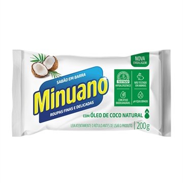 Sabão em Barra Minuano Coco Unitário 200g - Embalagem com 24 Unidades