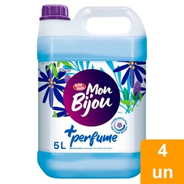 Amaciante Mon Bijou Azul + Perfume 5 Litros - Embalagem com 4 Unidades
