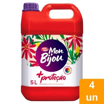 Amaciante Mon Bijou Vermelho + Proteção 5 Litros - Embalagem com 4 Unidades