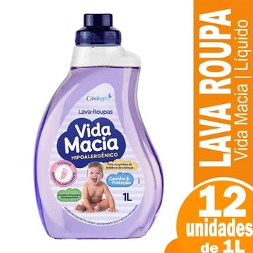 Lava Roupas Vida Macia Hipoalergênico Líquido - Embalagem com 12 Unidades