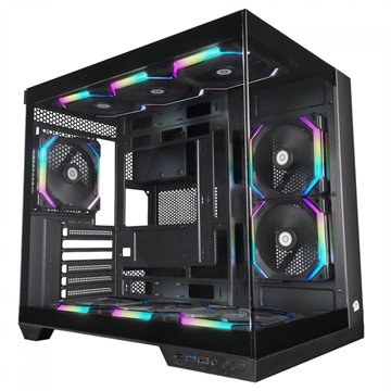 Gabinete Gamer Redragon Wideload Pro Mid Tower Vidro Temperado ATX Sem Fan CA-604B-PRO
