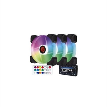 Kit Cooler Fan Hayom Com 3 Unidades, Com Controladora, Rgb, 12Cm - Fc1306.