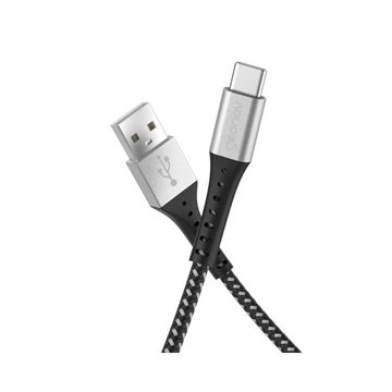Cabo USB-A para USB-C Geonav 1,2m 40W 2A Nylon Trancado Preto