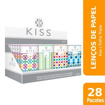 Lenços de Papel Kiss Folha Tripla 28 Embalagens com 10 Unidades