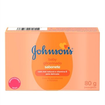 Sabonete Johnson Baby Glicerinado com Mel e Vitamina E 80g - Embalagem com 6 Unidades
