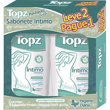 Sabonete Íntimo Líquido Topz Natural Fresh 200ml Embalagem com 2 Unidades