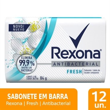 Sabonete Rexona Antibacterial Fresh 84g Embalagem com 12 Unidades
